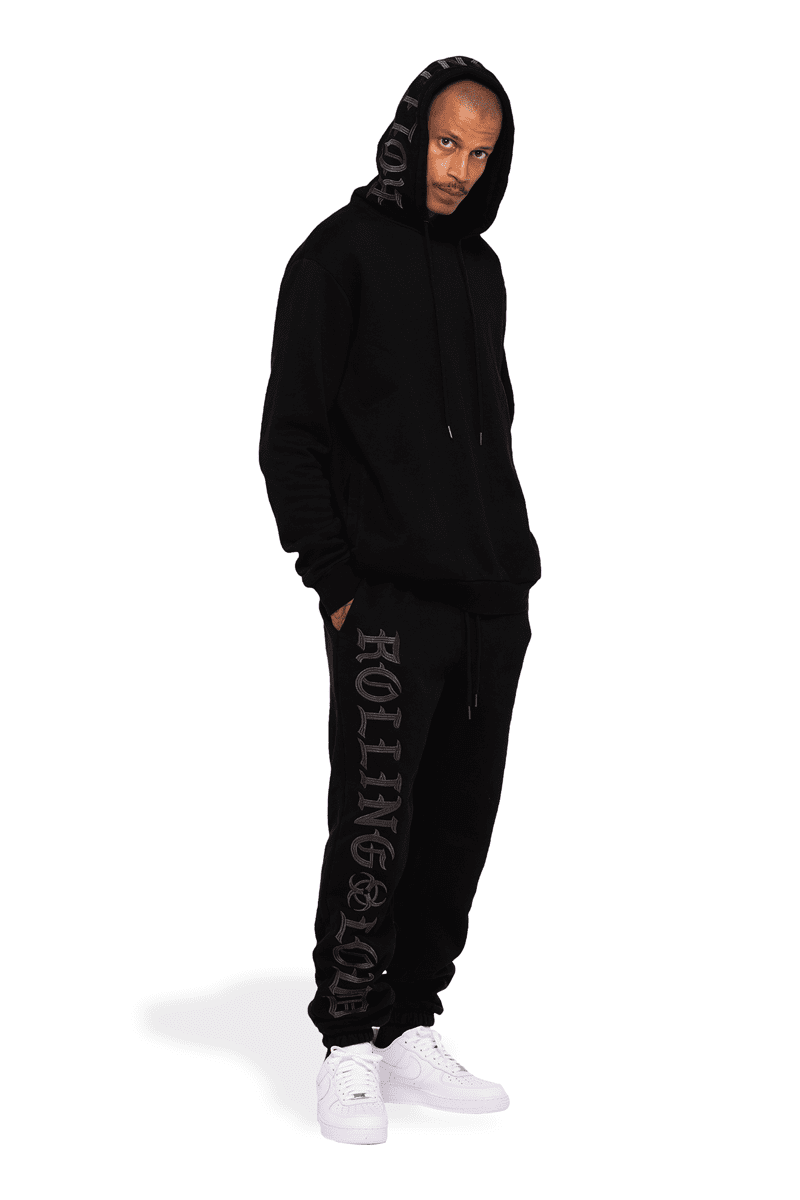 OE Heavyweight Embroidered Black Hoodie