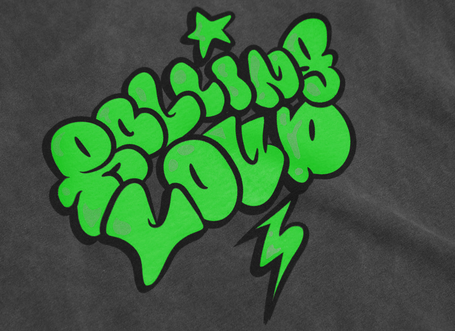 Sketch Vintage Black Crewneck Neon Green