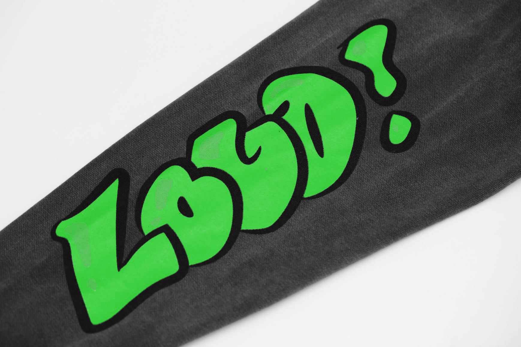 Sketch Vintage Black Crewneck Neon Green