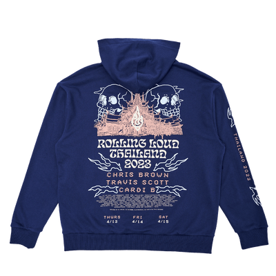 RL Thailand RL Temple Washed Blue Lineup Hoodie | Rolling Loud RL Thailand RL Temple Washed Blue Lineup Hoodie | Rolling Loud