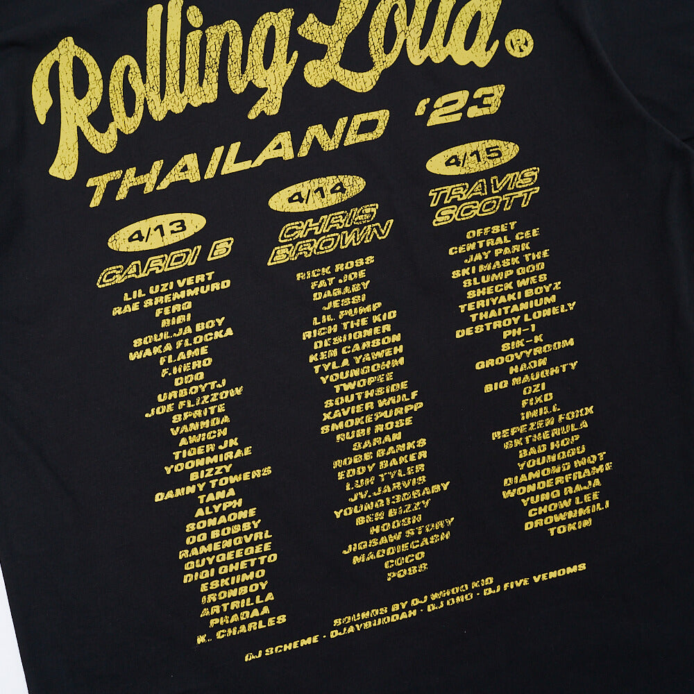 RL Thailand Script Logo Lineup Black Tee | Rolling Loud