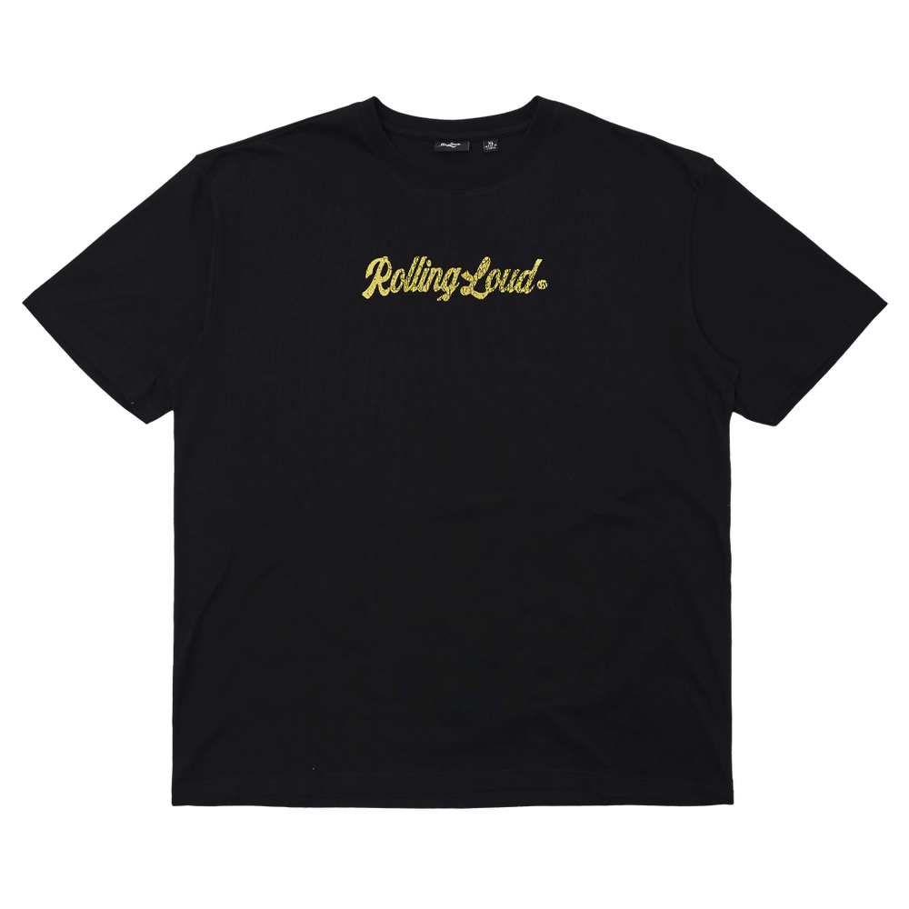 RL Thailand Script Logo Lineup Black Tee | Rolling Loud