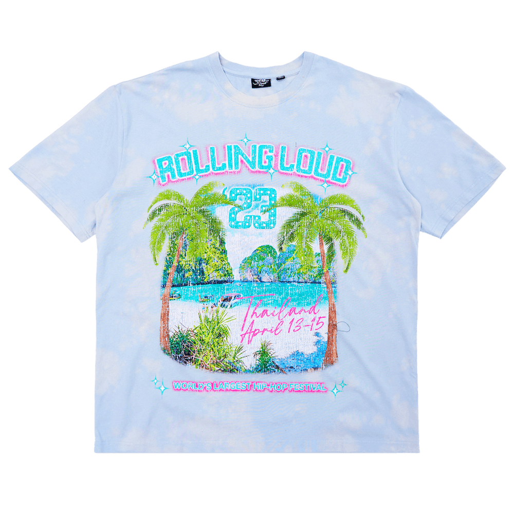 RL Thailand Shaded Palms Blue Tiedye Tee