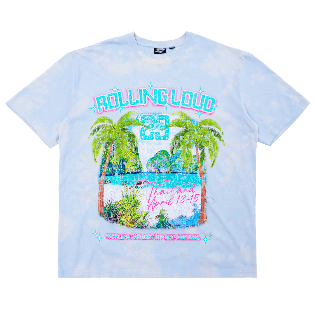 RL Thailand Shaded Palms Blue Tiedye Tee