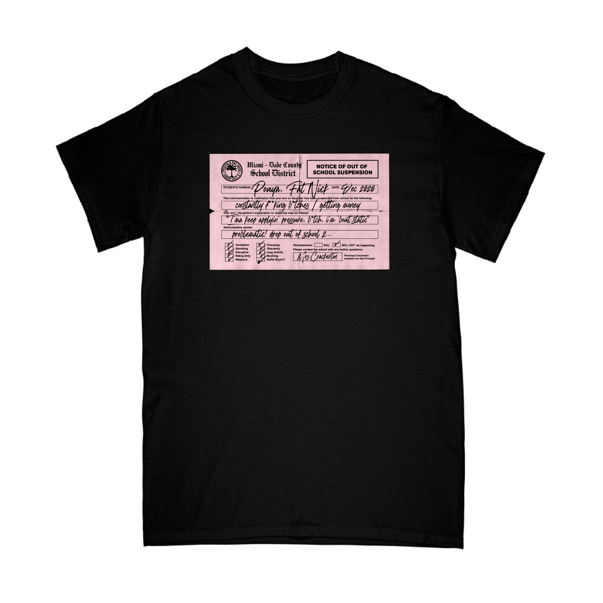 Pouya x Fat Nick x RL Official Drop Out Of School 2 Tee