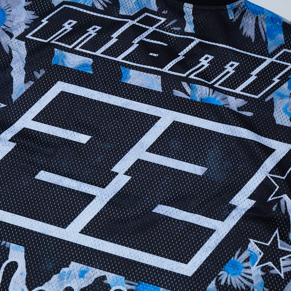 Oversized Blue Mesh Football Jersey
