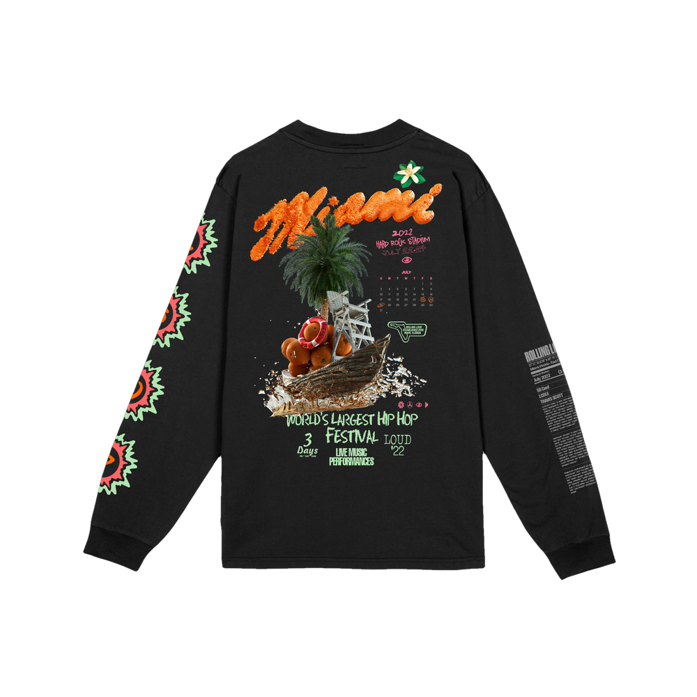 Splash Raft Long Sleeve Black Tee Miami 22