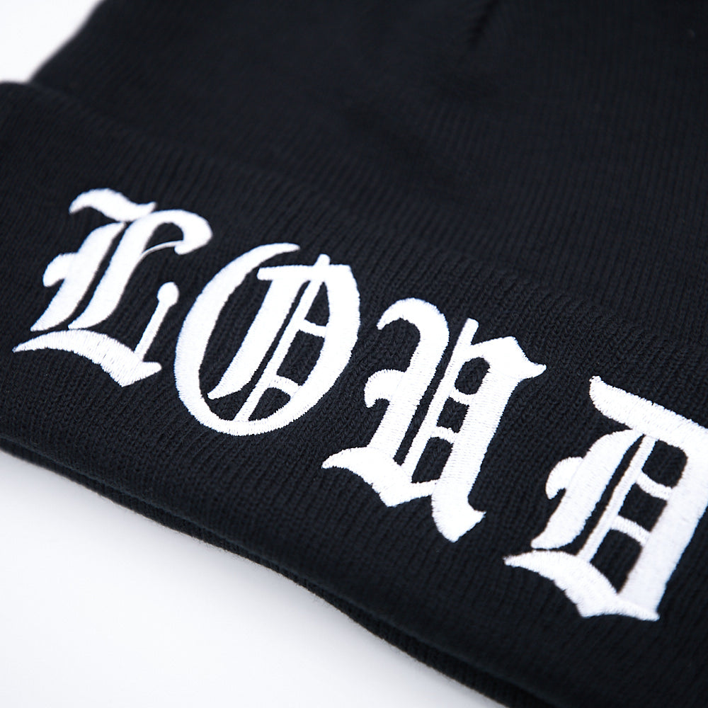 Old English Black Beanie