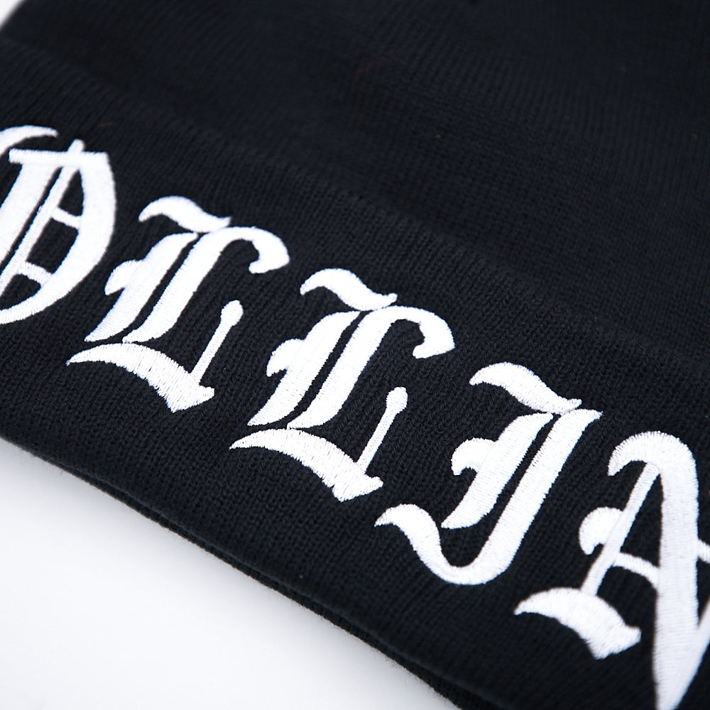 Old English Black Beanie