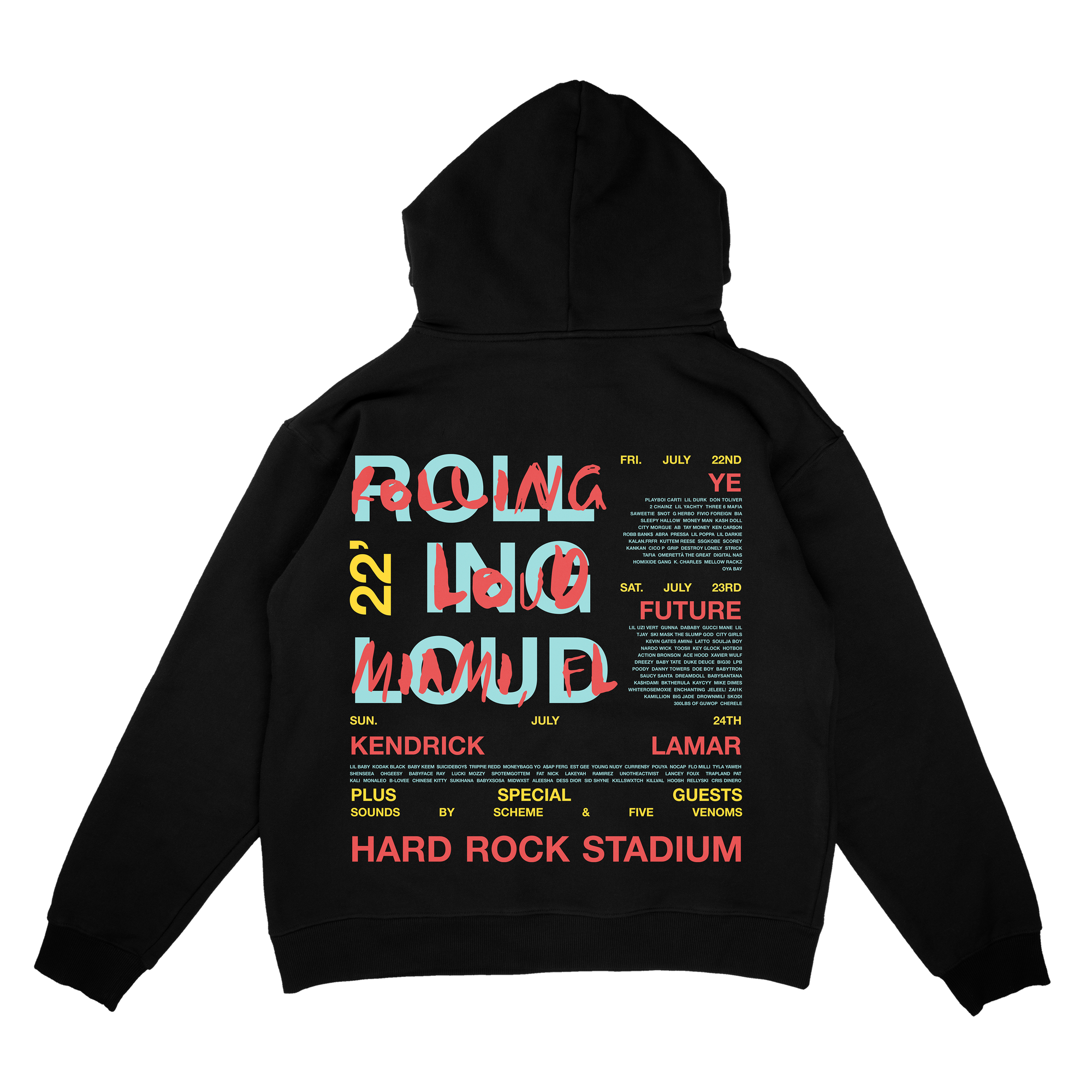 RL Exclusive Miami 2022 Line Up Hoodie Black | Rolling Loud RL Exclusive Miami 2022 Line Up Hoodie Black | Rolling Loud