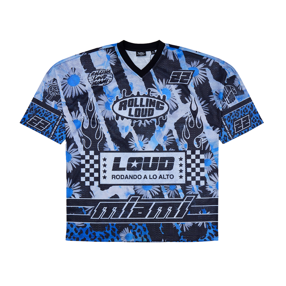 Oversized Blue Mesh Football Jersey