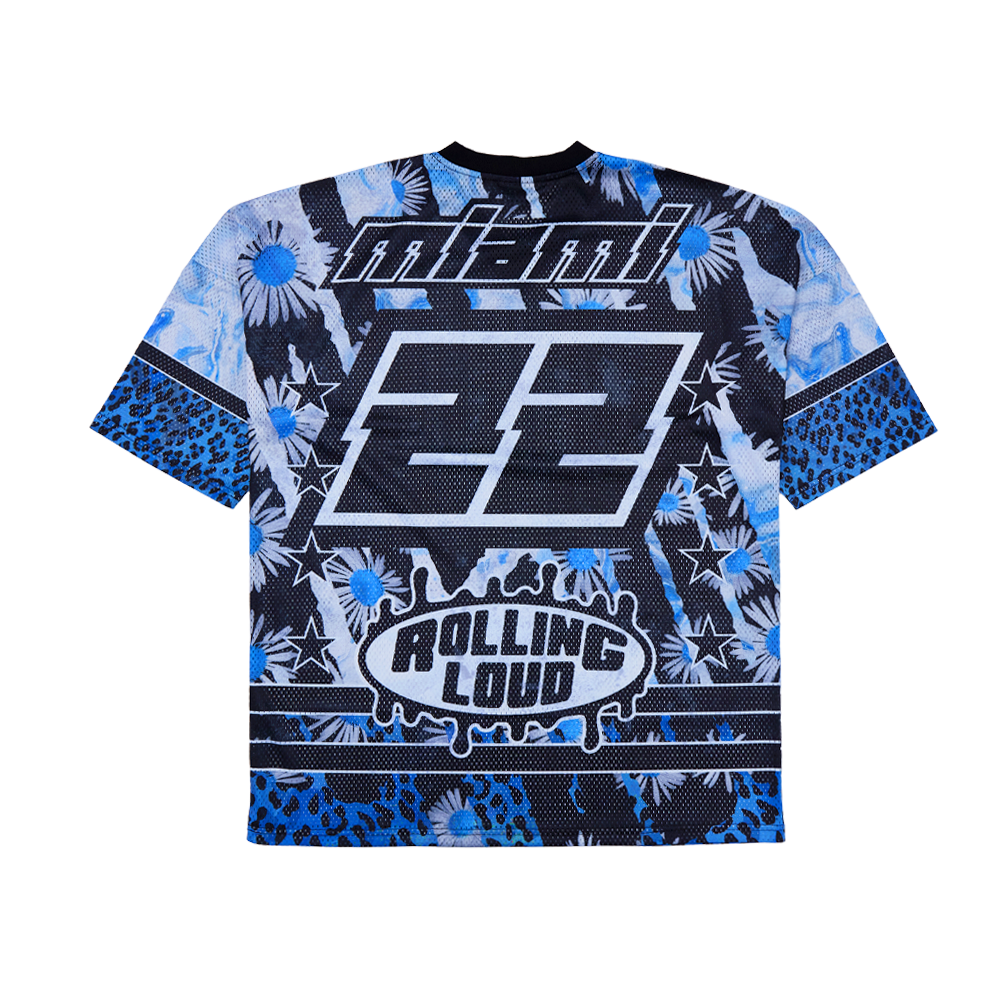 Oversized Blue Mesh Football Jersey