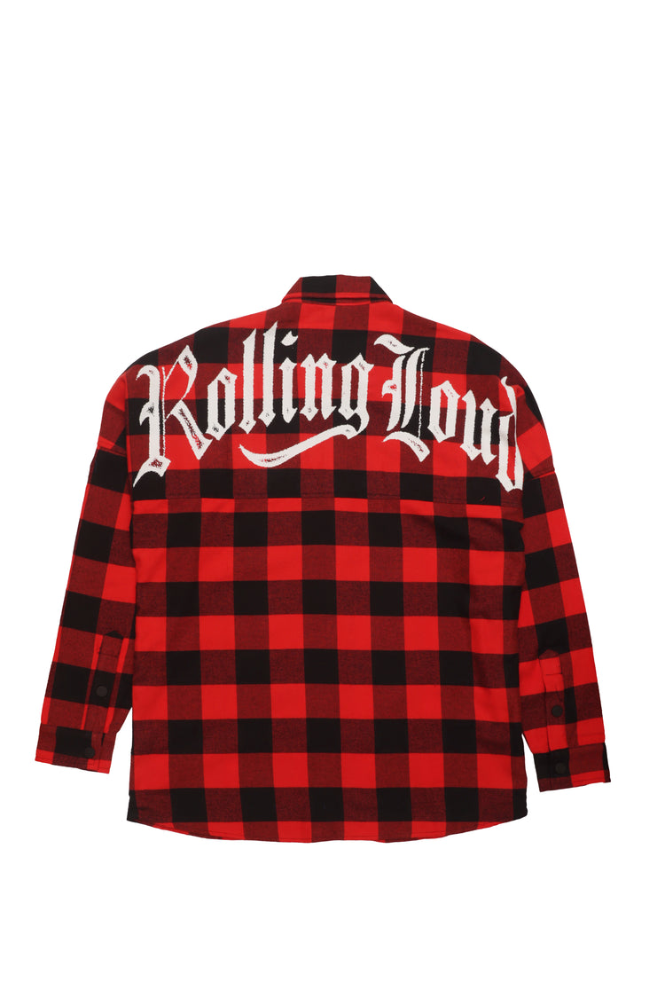 Red Flannel Drop Shoulder Shirt