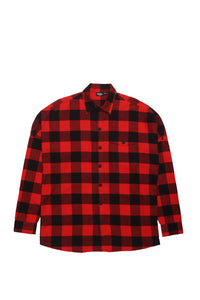 Red Flannel Drop Shoulder Shirt