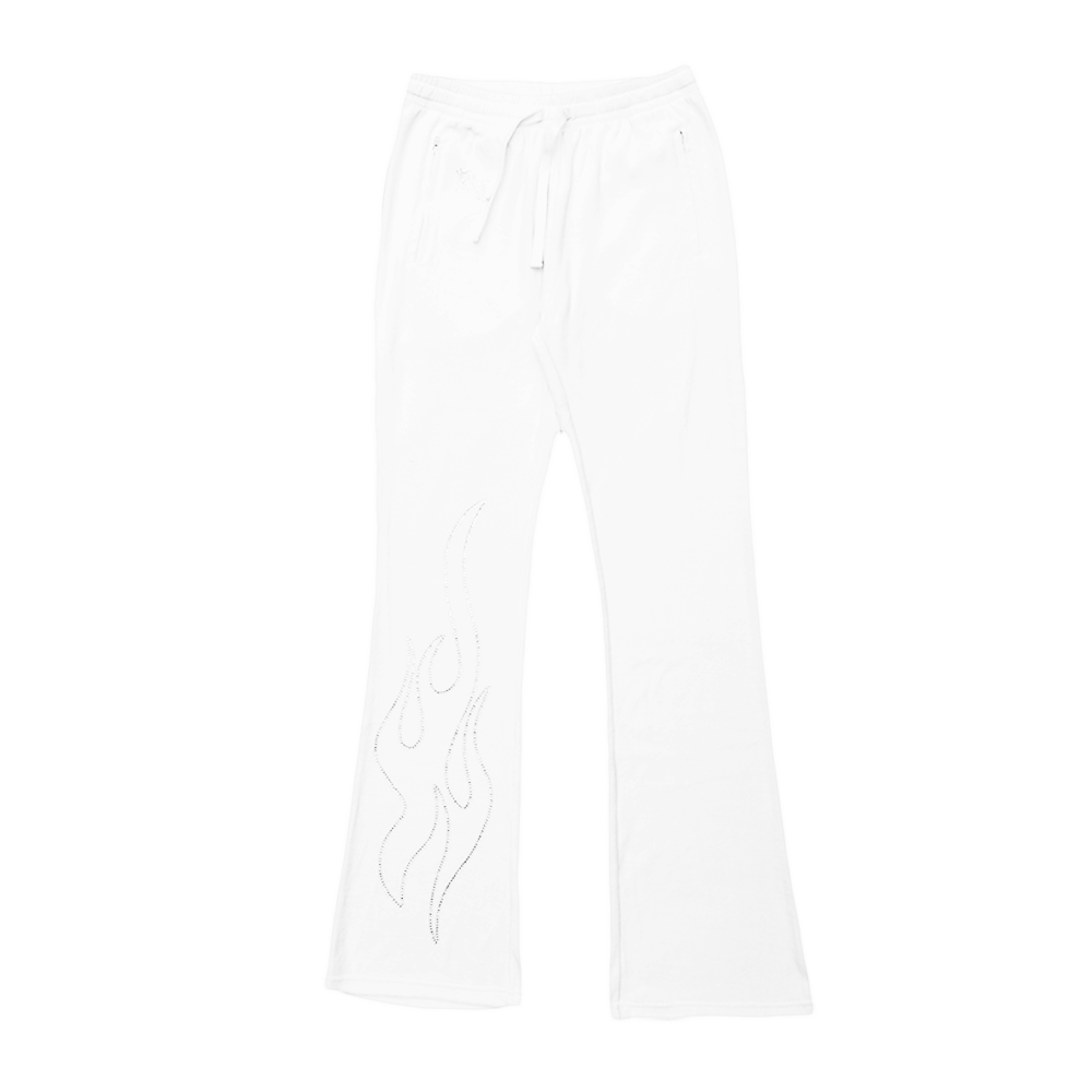 Womens Bunny Bae Bar White Velour Track Pants