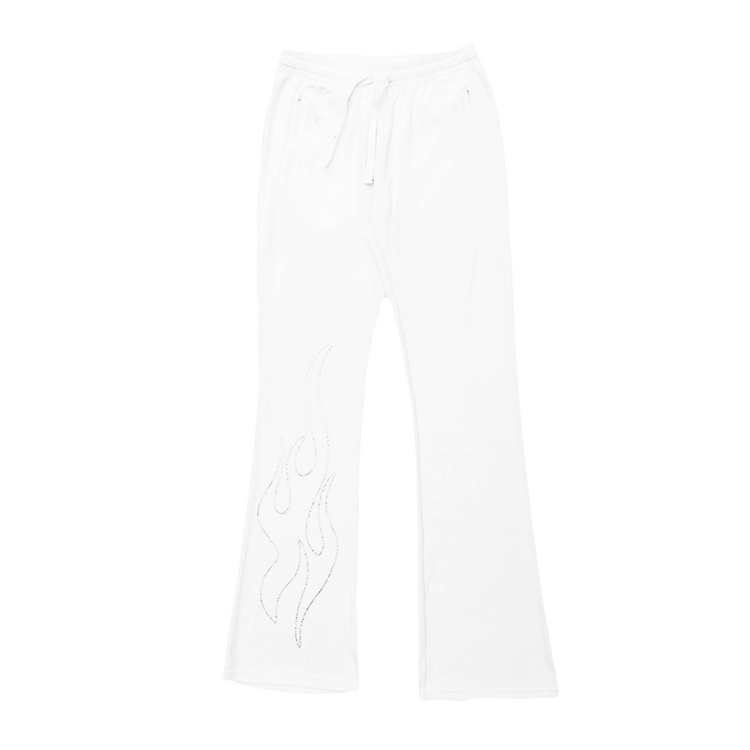 Womens Bunny Bae Bar White Velour Track Pants